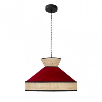 Distribuidor - Lâmpadas Diversas | Colgantes Moderno | COLGANTE FABRIZIO 1XE27 NATURAL/ROJO REGX40X40 CM Ref: 179994007